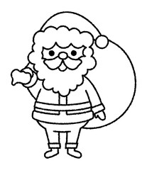 サンタクロースの手書き線画ベクターイラスト／クリスマス