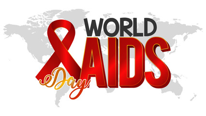 World Aids Day poster with ribbon hiv prevention month with white background - obrazy, fototapety, plakaty