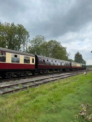 Fototapeta premium Vintage diesel train on the East Lancashire railway. Taken in Ramsbottom Lancashire England. 
