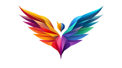 Stilisiertes Symbol der Hoffnung: Vogel, Regenbogen, Herz