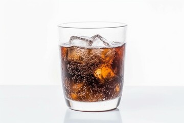 Fototapeta na wymiar Bubbly cola drink on white. Generative AI