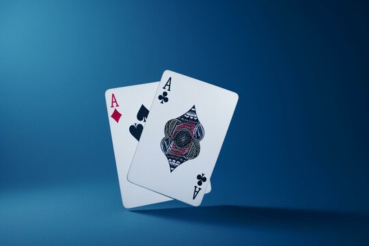 Depiction Of Playing Cards With A Spade Suit On A Blue Background. Generative AI