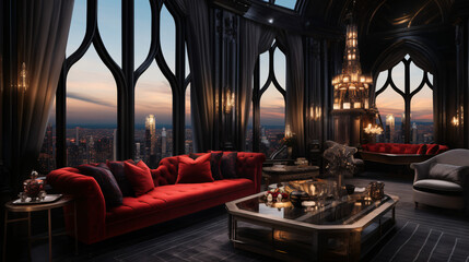 Luxury penthouse gothic hotel room