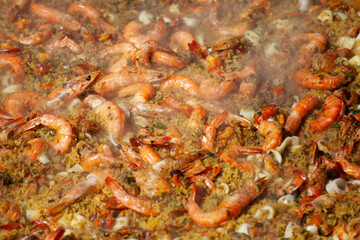 large prawns in paella