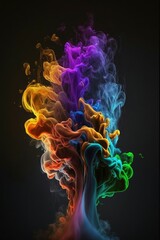 Colorful smoke isolated on black background. Abstract background for design