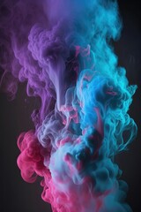 Blue and pink smoke on a black background. Background from the smoke of vape