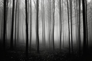black and white forest background