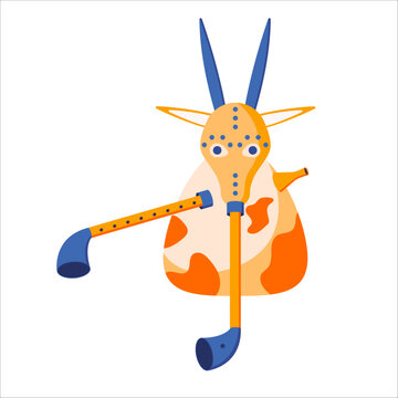 Vector illustration of Ukrainian musical instrument duda goat