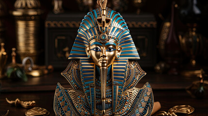 Egyptian god of wealth and prosperity. Luxurious ancient Egypt concept. - obrazy, fototapety, plakaty