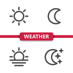 Weather Icons - Moon, Night, Stars, Sun, Day vector icon.