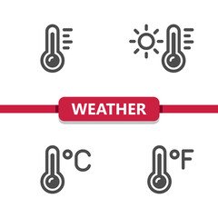 Weather Icons - Thermometer, Forecast, Temperature, Degrees, Celsius, Fahrenheit vector icon. - obrazy, fototapety, plakaty