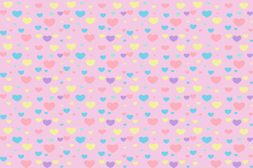 Seamless pattern. Multicolored hearts. Bright pattern for fabrics, packaging backgrounds. Doodle hearts. Seamless vector pattern on white background.