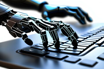 Roboter bedient Computer mit Touchscreen