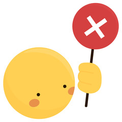 Emoji with a hand holding a red sign with X icon, Red cross in circle. Concept of donts, error, bad, not approved, wrong symbol, false, Not allowed, signifying negative and incorrect action. 