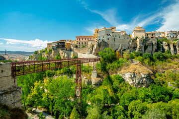 Fototapeta na wymiar Cuenca, Spain. San Pablo bridge and hanging houses 