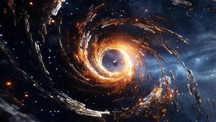 Deurstickers Heelal the black hole in space