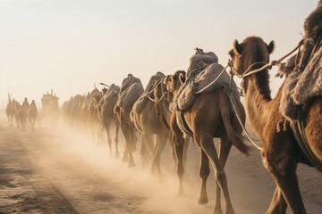 the camels race across a desert background wallpaper