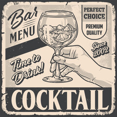 Cocktail mojito monochrome vintage sticker