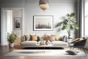 Luxury living room interior with frame poster