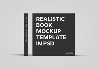 Cover and Spine Square Book Mockup