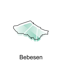 map City of Bebesen vector design template, national borders and important cities illustration