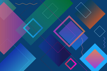 Abstract drawing, Geometric shapes, blue background, Gradient fills of shapes, Vector