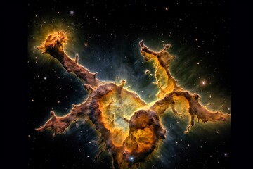 Obraz na płótnie Canvas Astronomical telescope captures young star-forming regions and individual stars in Carina Nebula. Generative AI