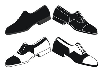 Vector image of a silhouette of a pair of mens shoes. Low shoes - obrazy, fototapety, plakaty