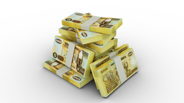 3D Stack of Zambian kwacha notes
