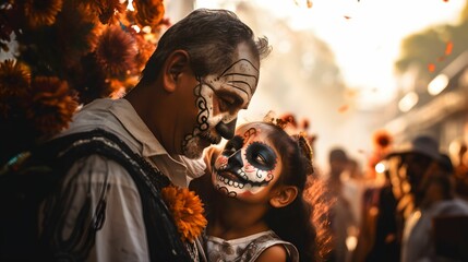 Day of the Dead Family Celebration. Colorful cultural tribute to ancestors.