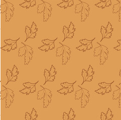 Fall Foliage Digital Paper Simple Organic Leaf Pattern on Ochre Background