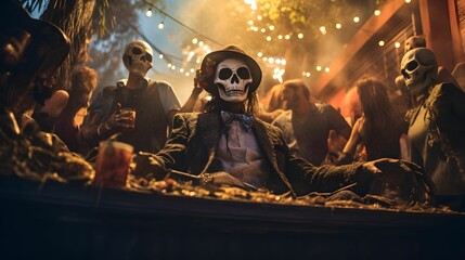 Day of the Dead Family Celebration. Colorful cultural tribute to ancestors.