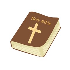 Holy bible isometric icon on white background. Bible flat design icon holy bible cartoon. Christian Holy Bible Book