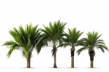 Obraz premium A lush tropical palm tree, its vibrant green fronds against a white background