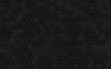 Black geometric hexagon concept. Abstract technology hexagonal background. Modern element for design.