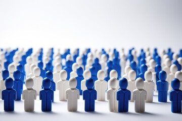 A crowd of miniature blue and white figurines