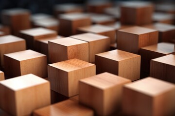 A stack of wooden cubes - Powered by Adobe