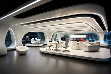 Futuristic office design. Generative AI