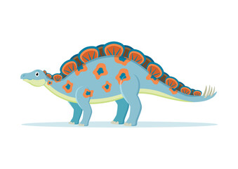 Wuerhosaurus Dinosaur Cartoon Character Vector Illustration