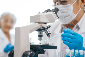 Mature physician asian man and woman people in comprehensive presentation on medical insurance, health lab test results, empowering patients with knowledge. physician expert advice on health coverage