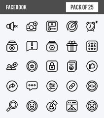 25 Facebook Lineal Expanded icons pack. vector illustration.
