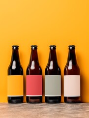 3d render image illustration beer bottle mockup with white blank label