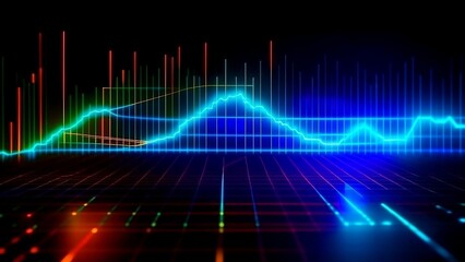 Holographic Economic Chart with Upward Arrow, Virtual Financial Graph Analysis, and Global Economic Trend Assessment. Generated by AI.