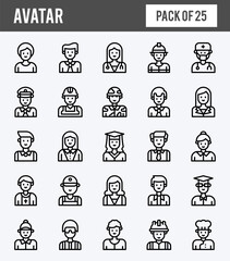 25 Avatar Lineal Expanded icons pack. vector illustration.
