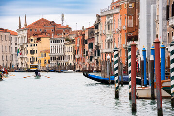 Fototapeta na wymiar Venice city, Italy. Buildings facades on Grand canal