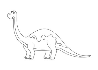 Black and White Brontosaurus Dinosaur Cartoon Character Vector. Coloring Page of a Brontosaurus Dinosaur © MihaiGr