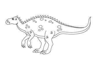 Black and White Iguanodon Dinosaur Cartoon Character Vector. Coloring Page of a Iguanodon Dinosaur