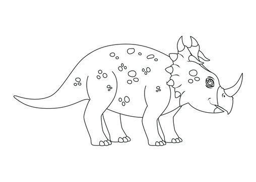 Black and White Centrosaurus Dinosaur Cartoon Character Vector. Coloring Page of a Centrosaurus Dinosaur