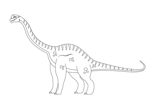 Black and White Europasaurus Dinosaur Cartoon Character Vector. Coloring Page of a Europasaurus Dinosaur