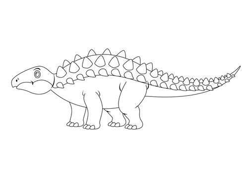Black and White Panoplosaurus Dinosaur Cartoon Character Vector. Coloring Page of a Panoplosaurus Dinosaur